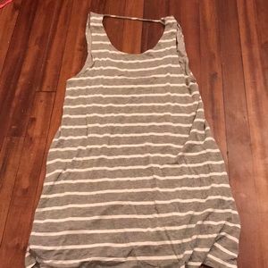 Long Grey and White Striped Top